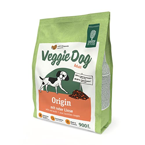 Green Petfood VeggieDog Origin (5 x 900 g) | Adult | Premium Trockenfutter für ausgewachsene Hunde | 100% vegetarisch mit roter Linse | weizenfrei | nachhaltiges Hundefutter trocken | 5er Pack von Green Petfood