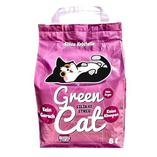 GreenCat Silicat 4x8 Liter (32 Liter) Silikatstreu Katzenstreu |100% Kieselgel | Keine Klumpenbildung | Neutralisiert den Geruch | Staubfrei + Unparfümiert | Hygienisch & Saugstark | Saubere Wohnung von GreenCat