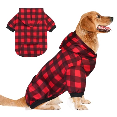 GreenJoy Plaid Dog Sweaters Hoodies Sweatshirts für Hunde Katzen, warme und weiche Kaltwettermäntel für Weihnachten und den Alltag. (Plaid, XX-Large) von GreenJoy