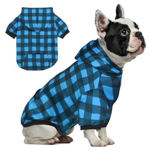 Hundepullover mit Karomuster, für Hunde und Katzen, warm und weich, für kaltes Wetter, für Weihnachten (Blau, XL) von GreenJoy