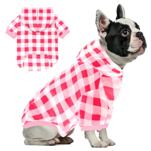 Hundepullover mit Karomuster, für Hunde und Katzen, warm und weich, für kaltes Wetter, für Weihnachten (Rosa, XL) von GreenJoy