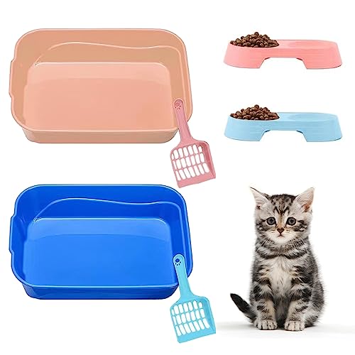 Katzentoilette Starter-Set – kleine Katzentoilette ohne Deckel, Katzentoilette, Schaufel und Schüssel für Kätzchen innerhalb von 3 Monaten von GreenJoy