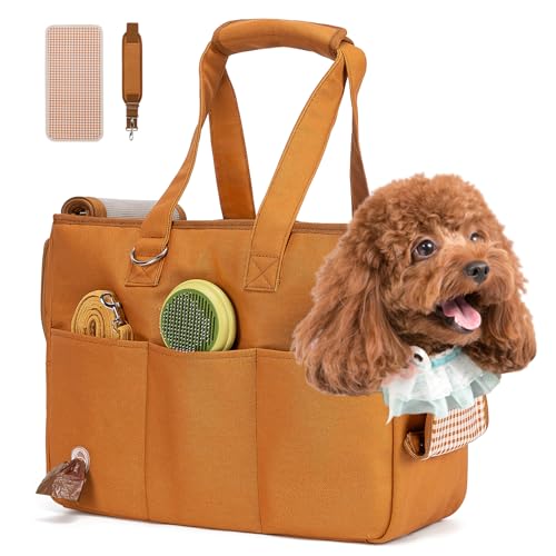 Hundetragetaschen für kleine Hunde, tragbare Haustier-Tragetasche mit 5 großen Taschen, atmungsaktiv, Katzentragetasche, weiche Hundegeldbörse, ideal für Reisen, Spaziergänge im Freien von GreenLovesPet