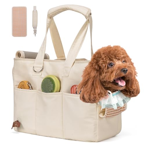 Hundetragetaschen für kleine Hunde, tragbare Haustier-Tragetasche mit 5 großen Taschen, atmungsaktiv, Katzentragetasche, weiche Hundegeldbörse, ideal für Reisen, Spaziergänge im Freien von GreenLovesPet