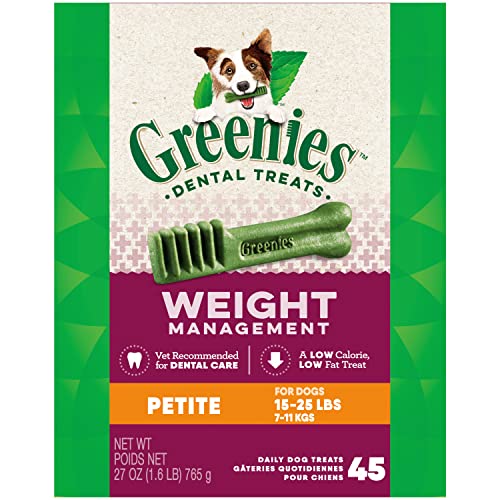 GREENIES Weight Management Petite Natural Dog Dental Care Kauspielzeug für Hunde, 765 ml, 45 Stück von Greenies