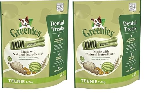 Greenies Dental Treats Original Teenie – Zahnpflegesnacks für sehr kleine Hunde von 2-7 kg – Hundeleckerli zur täglichen Zahnreinigung – 1 x 340 g (Packung mit 2) von Greenies