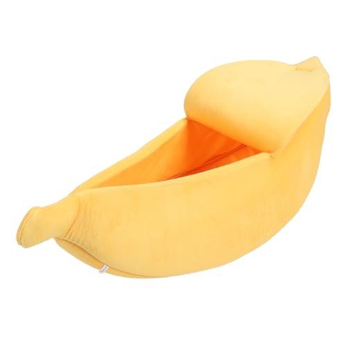 Bananen-Katzenbett, Weiches, Gemütliches Katzenhöhlenbett, Warmes Haustierbett für Hunde, Kätzchen, Welpen, Katzenkuschelbett (XL) von Greensen