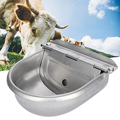 Greensen 4L Automatic Waterer Bowl, Edelstahl-Fütterungsschüssel für die Zucht von Haustieren, Wassertrinkerschale mit Schwimmerventil Wassertrog Farmbedarf für Ochsenpferde Ziegen Schaf Rinder von Greensen