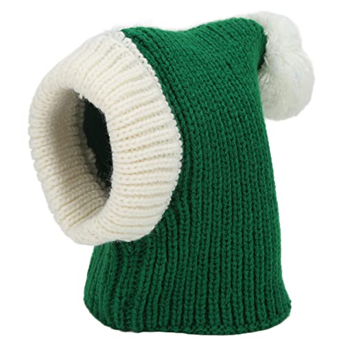 Haustier-Bommel-Strickmütze, Katze, Flauschige Warme Mütze, Gehäkelter Schlauchschal, Winter-warme Haustiermütze, Hals-Ohrwärmer, Kapuze, Warmer Schal für Hunde (Green) von Greensen