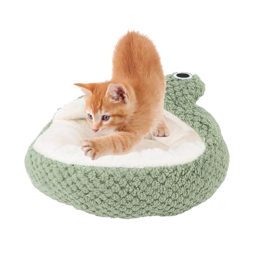 Katzenschlafsofa, Flauschiges Plüsch-Haustierbett aus Blasenstoff, Bezaubernde Froschform, Wärme bei Kaltem Wetter, Abnehmbares Design, für Alle Jahreszeiten Geeignet, Bietet (M) von Greensen