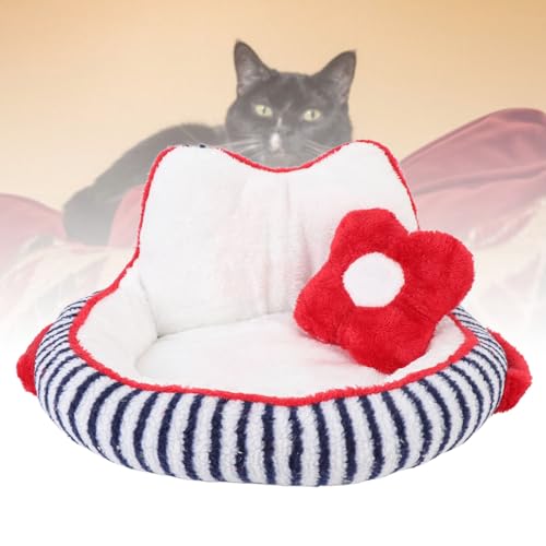 Niedliches Katzenbett, Sofa-ähnliches Design, Warmes Plüsch-Haustierbett für den Herbst und Winter, Beruhigendes Hundebett, Waschbar, Multifunktional (S) von Greensen