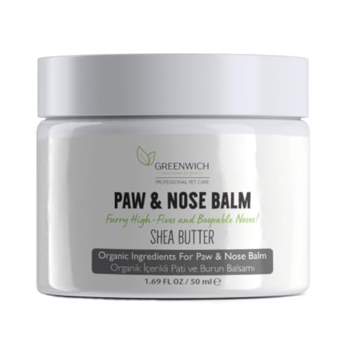 Greenwich Veganer Bio-Pfoten- und Nasenbalsam für Katzen und Hunde, Feuchtigkeits- und Rissreparaturcreme, natürlicher Schutz für trockene Pfoten und Nasen, Furry High-Fives, 50 ml von Greenwich