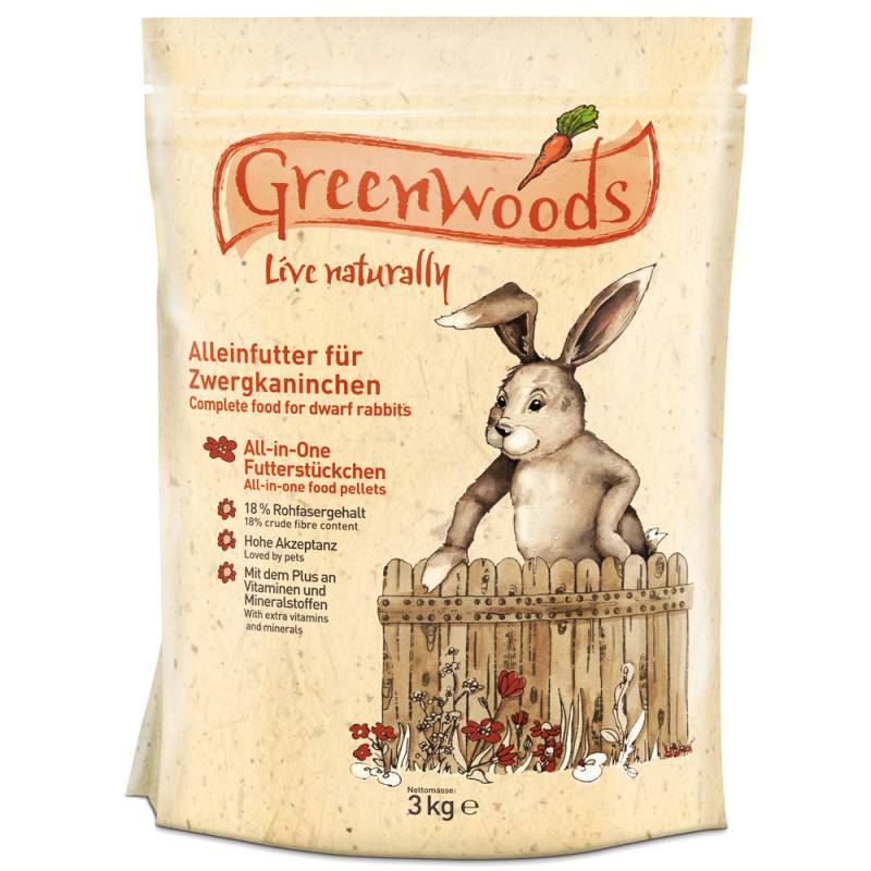 Greenwoods Zwergkaninchenfutter - 2 x 3 kg von Greenwoods Small Animals