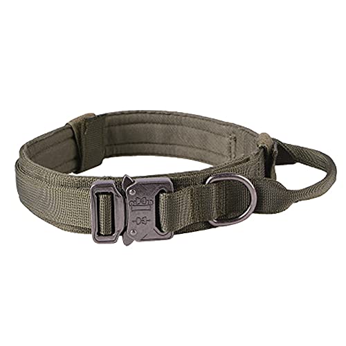 Greethga Hundehalsband Verstellbares Nylon Hundehalsband Heavy Duty Metallschnalle mit Griff für Hundetraining (Schwarz, M) von Greethga