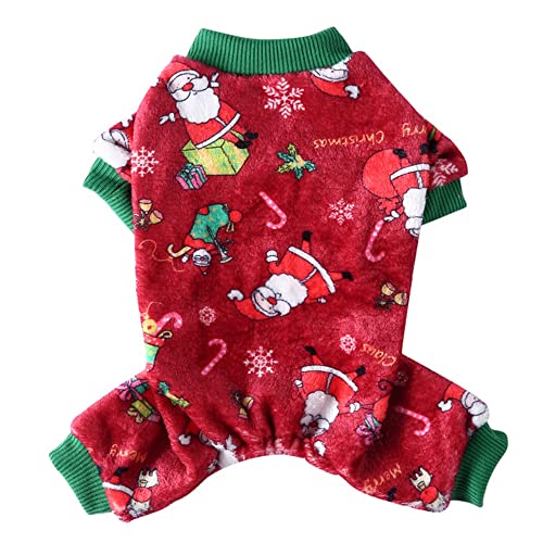 Greethga Hundepyjamas Weihnachten Hund Pjs für Hunde Weihnachten Urlaub Hund Onesie Puppy Pyjamas Weichkorallenfleece -M von Greethga