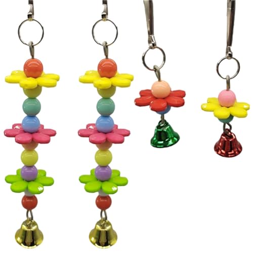 Greethga Spielzeug für Vögel in zufälliger Farbe für Papageienzubehör, Kauen, hängender Käfig, Glocke, Vogelspielzeug, langlebiges Zubehör von Greethga