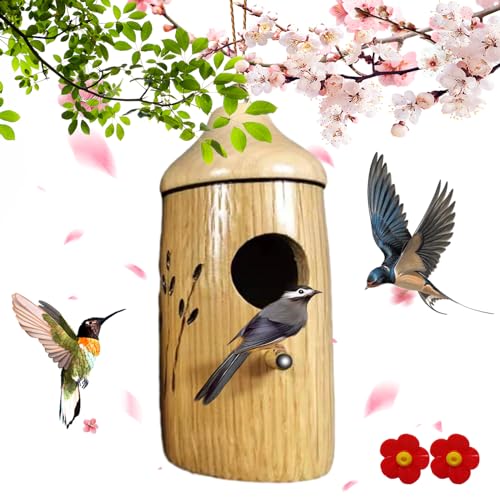 Shirem Wooden Hummingbird House,Wooden Hummingbird Houses for Outside,Hummingbird Nesting House for Outside Hanging,Wooden Hummingbird House-Gift for Nature Lovers (3pcs) von Grolomo