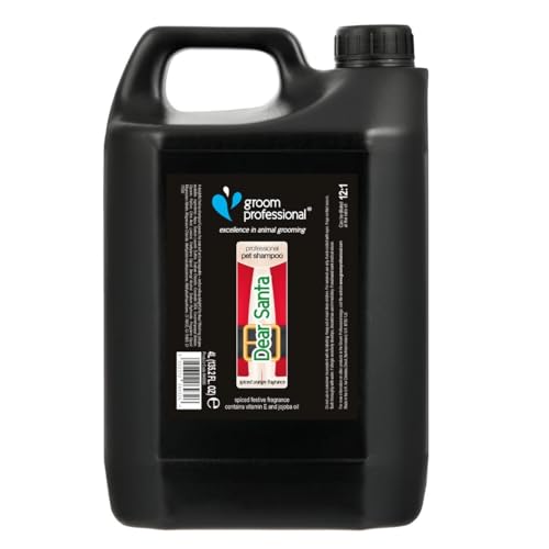 Groom Professional Dear Santa Hundeshampoo - Hundeshampoo Gegen Geruch - Tiefenreinigendes Shampoo für Hunde - Macht das Fell Weich und Glänzend - Festlicher Duft nach Orangen, 4 Liter von Groom Professional