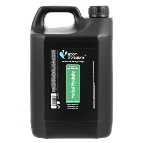 Groom Professional Herbal Hydrate Hundeshampoo Sensitiv - Pflegendes Hundeshampoo für Juckende Haut - Spendet dem Fell und der Haut Feuchtigkeit - Reinigt und Spendet Feuchtigkeit, 4 Liter von Groom Professional