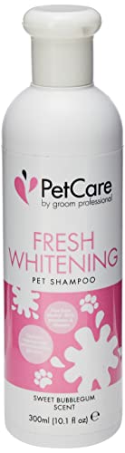 GROOM PROFESSIONAL Pet Care by Whitening Shampoo 300 ml|Hundeshampoo|Shampoo für Hunde|Kaugummiduft|Hundepflege|Alle Rassen|Für stinkende Hunde| Zusatz von Weizenprotein|Whitening Shampoo| von Groom Professional