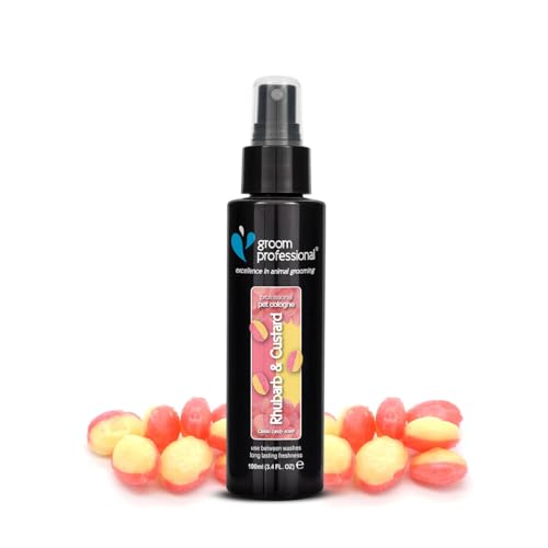 Groom Professional Rhubarb & Custard Hundeparfüm - Hundeparfüm-Spray - Frisches Duftspray für Hunde Gegen Geruch - Erinnert an EIN Klassisches Bonbon - Langanhaltender Duft, 100ml von Groom Professional