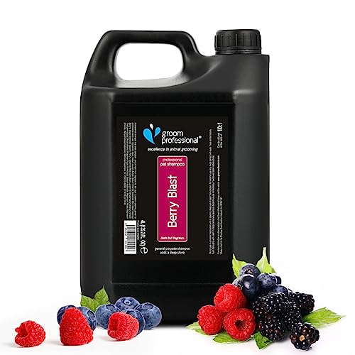 GROOM PROFESSIONAL Berry Blast Hundeshampoo - Hundeshampoo Gegen Juckreiz - Tiefenreinigendes Shampoo für Hunde - Verleiht Glanz & Geschmeidigkeit - Für Trockenes Fell - Fruchtiger Duft, 4 Liter von Groom Professional