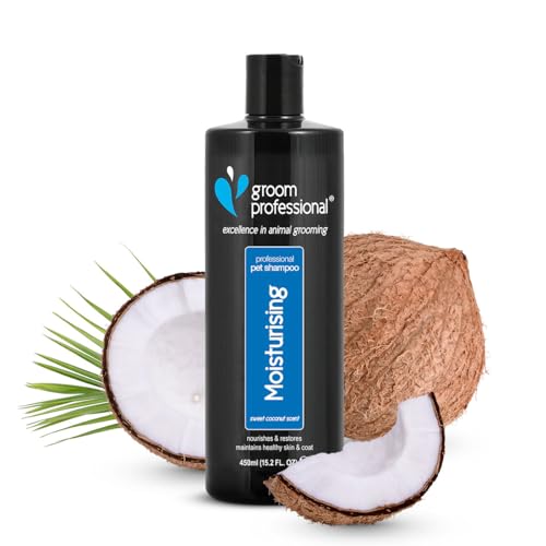 Groom Professional Coconut Moisturising Hundeshampoo Sensitiv - Beruhigendes Hundeshampoo für Juckende Haut - Empfindliches Shampoo für Hunde - Pflegt & Stellt das Fell Wieder Her, 450ml von Groom Professional