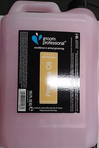 GROOM PROFESSIONAL Evening Primrose Oil Hundeshampoo - Hundeshampoo Gegen Juckreiz - Sensitiv Shampoo für Hunde - Stellt beschädigtes Fell Wieder Her - Hilft Haarausfall Vorzubeugen, 4 Liter von Groom Professional