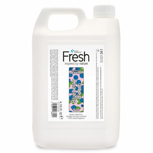 Groom Professional Fresh Blueberry Bloom Hundeshampoo - Hundeshampoo Gegen Geruch - Tiefenreinigendes Shampoo - Pflegende Formel für Juckende Haut - Reinigt und Erneuert das Fell, 4 Liter von Groom Professional