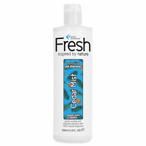 Groom Professional Fresh Cedar Mist Hundeshampoo Sensitiv - Natürliches Hundeshampoo für Empfindliche Haut - Lindert Hautreizungen - Reinigt & Beruhigt - Für Jeden Felltyp - Zedernduft, 350ml von Groom Professional