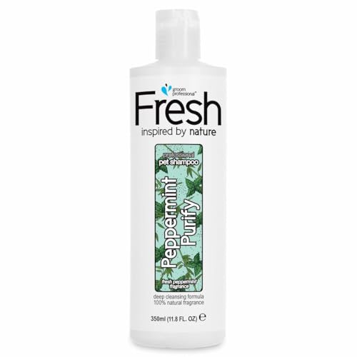 Groom Professional Fresh Peppermint Purify Hundeshampoo Sensitiv - Natürliches Hundeshampoo für Hunde - Verleiht dem Fell Pflege und Glanz - Reinigt und Spendet Feuchtigkeit, 350ml von Groom Professional