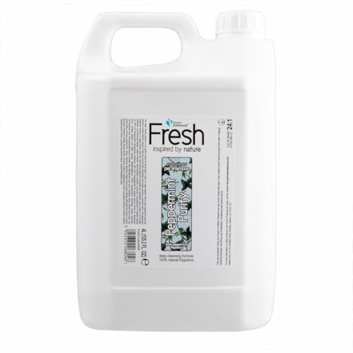 Groom Professional Fresh Peppermint Purify Hundeshampoo Sensitiv - Natürliches Hundeshampoo für Hunde - Verleiht dem Fell Pflege und Glanz - Reinigt und Spendet Feuchtigkeit, 4 Litre von Groom Professional