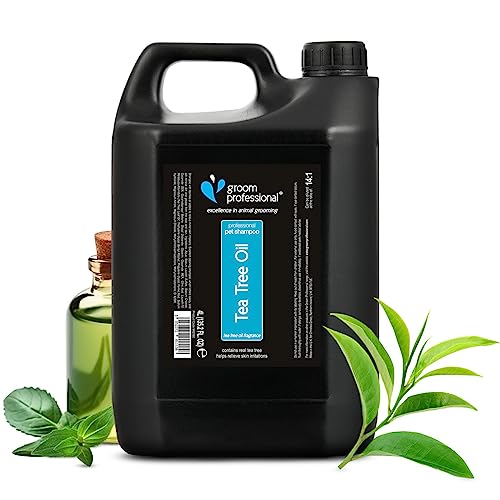 GROOM PROFESSIONAL Tea Tree Oil Hundeshampoo Sensitiv - Hundeshampoo Gegen Juckreiz - Beruhigendes Shampoo für Juckende Haut - Lindert Hautreizungen - Beruhigt und Heilt, 4 Liter von GROOM PROFESSIONAL