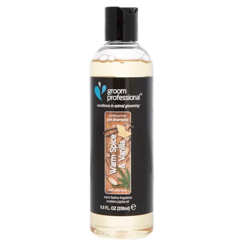 Groom Professional Warm Spice & Vanilla Hundeshampoo - Hundeshampoo Gegen Geruch - Tiefenreinigendes Shampoo - Geeignet für alle Felltypen - Festlicher Duft, 250ml von Groom Professional