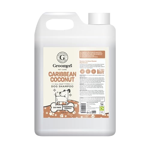 Groomers - Carribean Coconut Dog Shampoo- Hundepflege-Shampoo für stinkende Hunde mit Karibik-Kokosnuss-Duft - Bestes Welpen- und Erwachsenenshampoo - Veganes Haustiershampoo - Professionell - 2,5L von Groomers