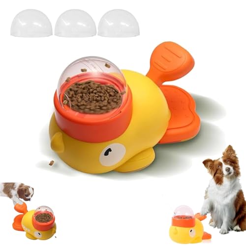 Growalleter Hund Interaktiver Slow Feeder - Entenförmiger Hund Slow Feeder Bowl für kontrolliertes Fressen - Reduziert Blähungen, Verstellbare Futterfächer für kleine bis große Hunde von Growalleter