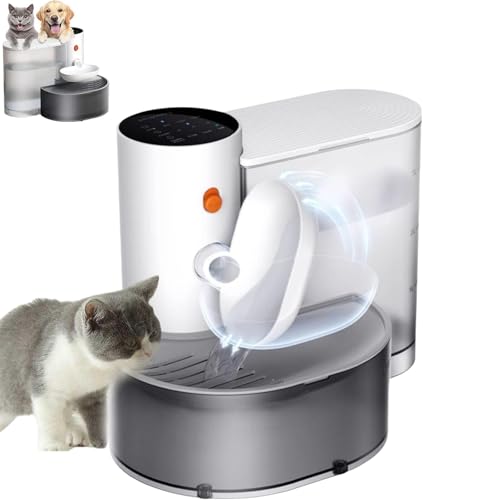 Growalleter Kabelloser Katzenwasserbrunnen - Kein Filter Batteriebetrieben Perfekt für Indoor-Katzen und Haustiere im Freien - Frischwasserversorgung für Katze & Hund von Growalleter