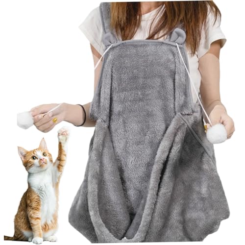 Cat Swaddle Wrap, Katzenträgerbeutel, handfreie Katzen-Wickel-Wrap-Schürze mit Vordertasche, weiche atmungsaktive Katzenschließträger mit Spielzeugkugeln, waschbarer Katzenbeutel für kleine meduim gr von Grtheenumb