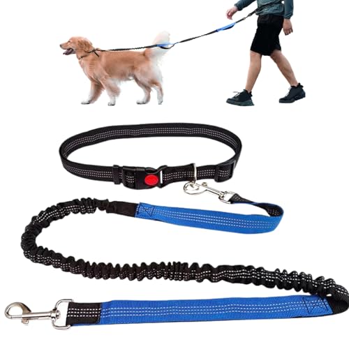 Einziehbare Hundeleine, Taille-Leine für Hunde Laufen 49-71 Retraktierbare Hände Freie Hundeleine mit Legierungsclip Reflektierende Polyester-Hundeleine zum Gehen, Joggen, Laufen, Training von Grtheenumb