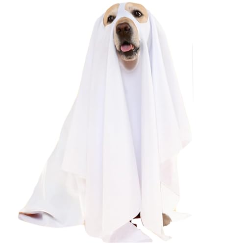 Grtheenumb Halloween Hundegeisterkostüm, Hund White Ghost Kostüme Lustiges weißes Hund Cape für Halloween Cosplay Party von Grtheenumb