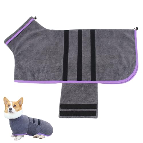 Grtheenumb Hund Bademantel Super absorbierende Hundewade schnell trocknendes Hund Badetuch mit Befestigungsband Verstellbarer Rückenlänge Pullover Hund Bademant von Grtheenumb