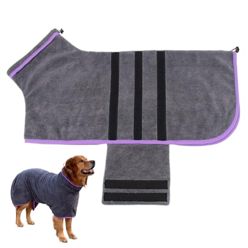 Grtheenumb Hund Bademantel Super saugfähig Hundewaden schnell trockenes Hundebadhandtuch mit Befestigungsband Verstellbarer Rückenlänge Pullover Hund Bademant von Grtheenumb