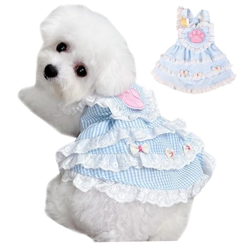 Hundeprinzessin Kleid, Katzenkleid, entzückend Lolita Hund & Katzenkleid mit Pfotenmuster Spitzenverkleidung Welpenkleid Kätzchen Rock weiche und komfortable Katze Welpe Kostüm Haustier Mädchen Süßes von Grtheenumb