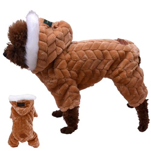 Grtheenumb Kleiner Hundehodie, Hundekleidung, verdickte Hundekleidung Bequeme und weiche Hunde Winterjacke mit pelziger Kragen. von Grtheenumb