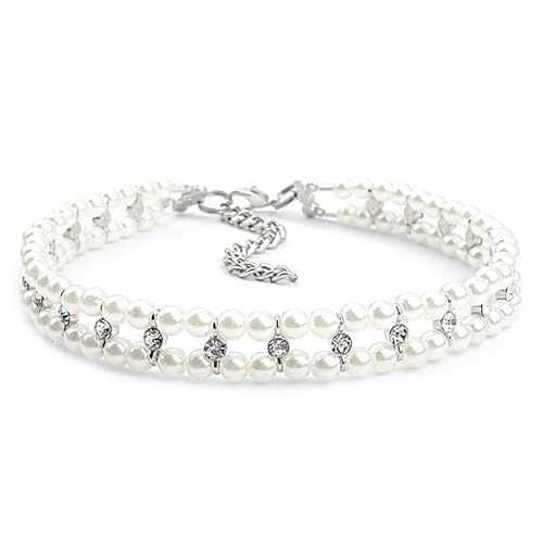 Perle Katzenkragen, Perlenhundkragen für kleine Hunde süße verstellbare Katzenkragen für Mädchen Katzen Strass Perlen Hundekragen Luxus Kleiner Haustier Choker für Welpenkätzchen von Grtheenumb