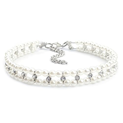 Perlenkatze Kragen, Perlhundkragen Süßes verstellbare Katzenkragen für Mädchen Katzen Strass Bemenk Hundekragen Luxus Kleiner Haustier Choker für Welpenkätzchen von Grtheenumb