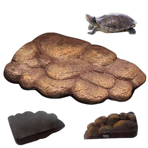 Schildkröten -Backenplattformen Arc Winkel Nachahmungsstein Textur Turtle Tank Accessoires mit Magneten Dekorativen Ackplattformen für Wasserschildkröten, Halbwassertiere, die sich Plattformen aalen von Grtheenumb