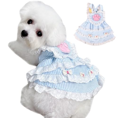 Welpenkleid, Hundeprinzessin Kleid entzückende Lolita Hund & Katze Kleid mit Pfotenmuster Spitzenverkleidung Welpenkleid Kätzchen Rock weiche und komfortable Katze Puppy Kostüm Haustier Mädchen Süßes von Grtheenumb