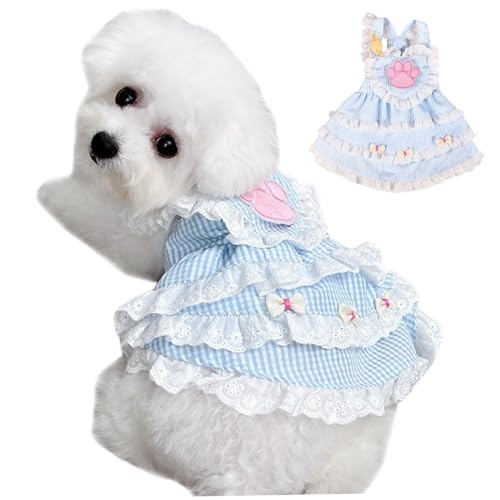 Welpenkleid, Hundeprinzessin Kleid entzückende Lolita Hund & Katze Kleid mit Pfotenmuster Spitzenverkleidung Welpenkleid Kätzchen Rock weiche und komfortable Katze Welpe Kostüm Haustier Mädchen Süßes von Grtheenumb