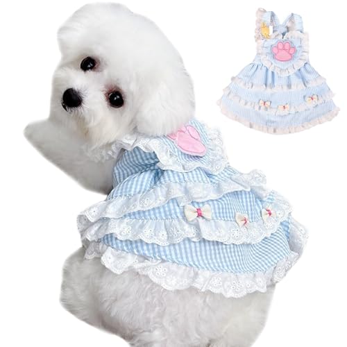 Welpenkleid, Hundeprinzessin Kleid entzückende Lolita Hund & Katze Kleid mit Pfotenmuster Spitzenverkleidung Welpenkleid Kätzchen Rock weiche und komfortable Katze Welpe Kostüm Haustier Mädchen Süßes von Grtheenumb